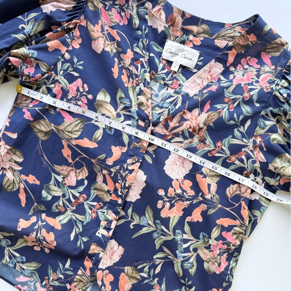 Cara Cara Win Floral Top Navy w/ Multicolor Print Size L $295 MSRP - Picture 9 of 12